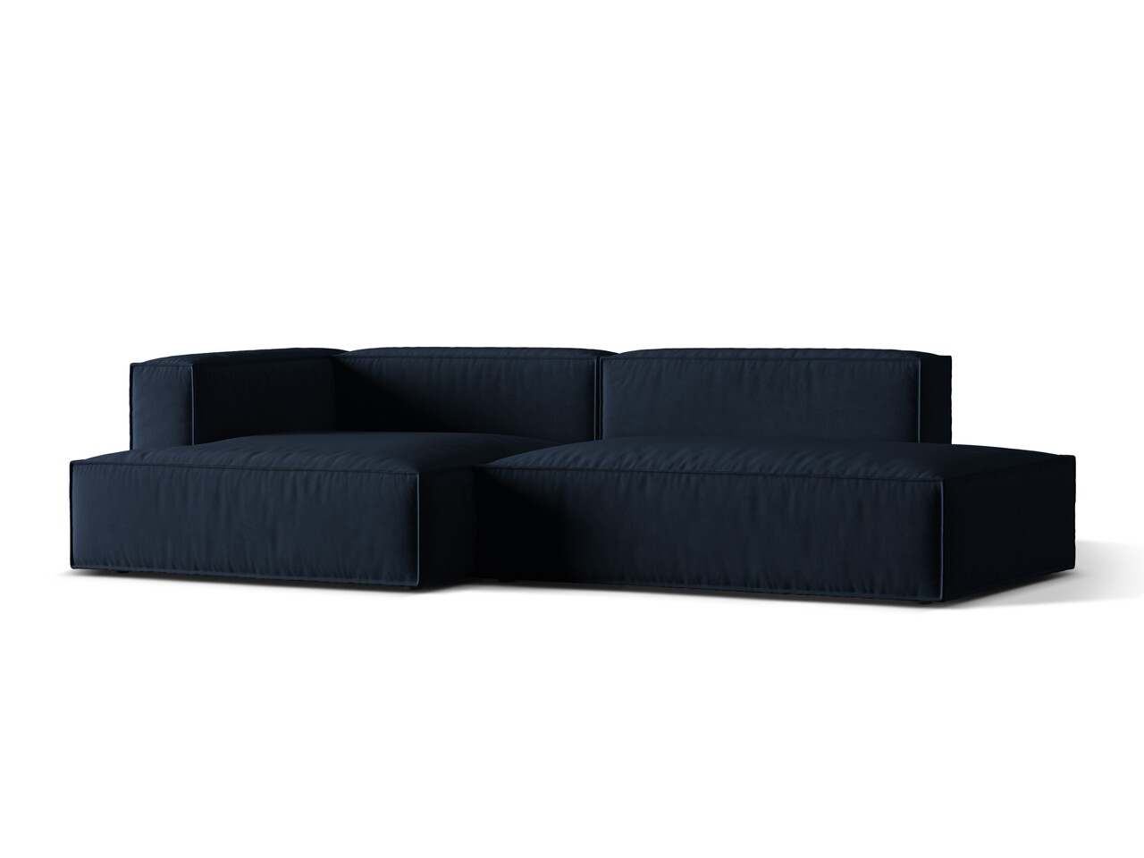 Coltar modular stanga 4 locuri, Nuria-88, Micadoni Home, 312x147x72 cm, catifea, albastru inchis Colțare